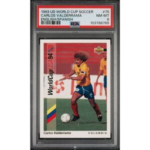 1993 Upper Deck World Cup Soccer English/Spanish #75 Carlos Valderrama PSA 8